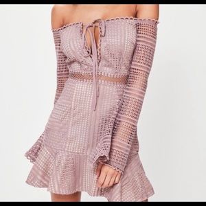 Pink Bardot lace dress size 0